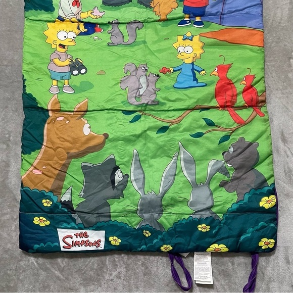 Vintage "The Simpsons" TV Show Kids Sleeping Bag Sleepovers Camping Zip Up 57x30 - Picture 3 of 11